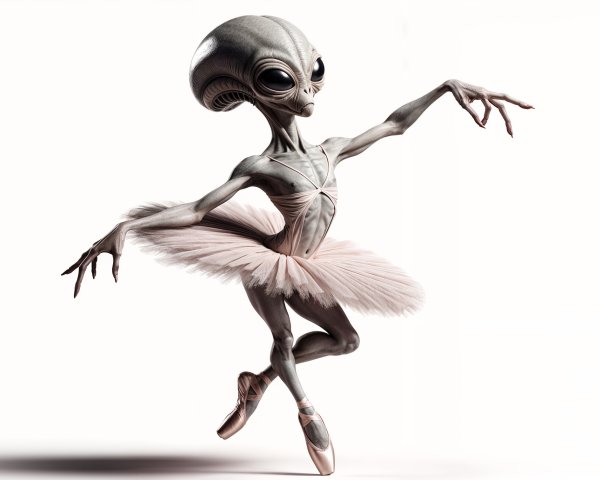 Alien Dancer in Pink Tutu Performing Ballet En Pointe