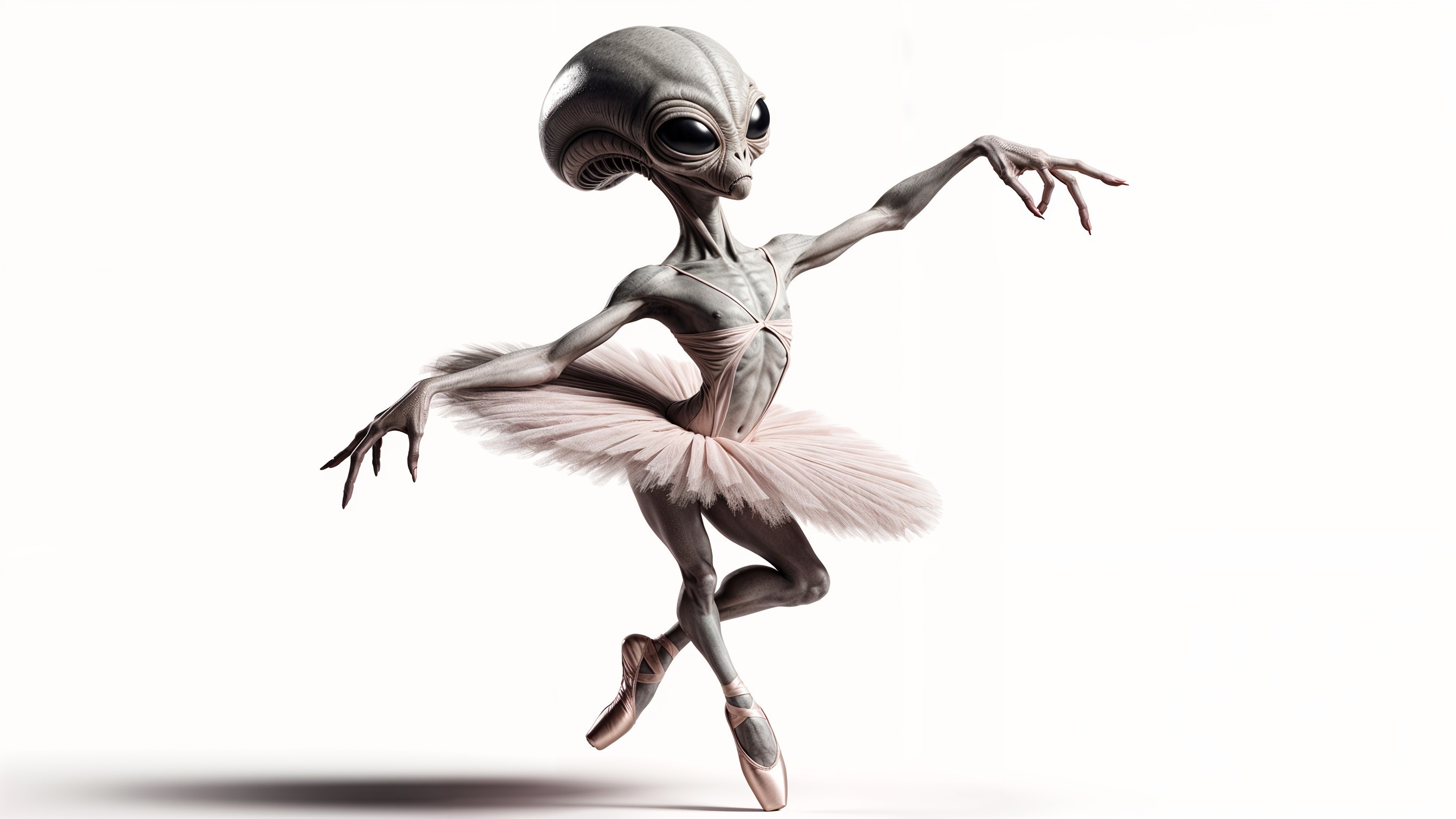 Alien Dancer in Pink Tutu Performing Ballet En Pointe
