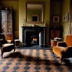 Cozy Sitting Room with Plush Armchairs and Fireplace