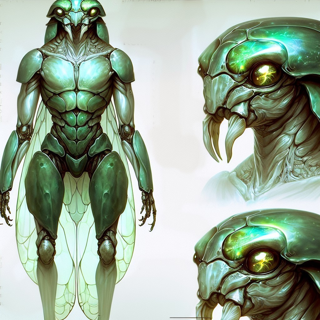 Futuristic Insectoid Character with Luminous Eyes