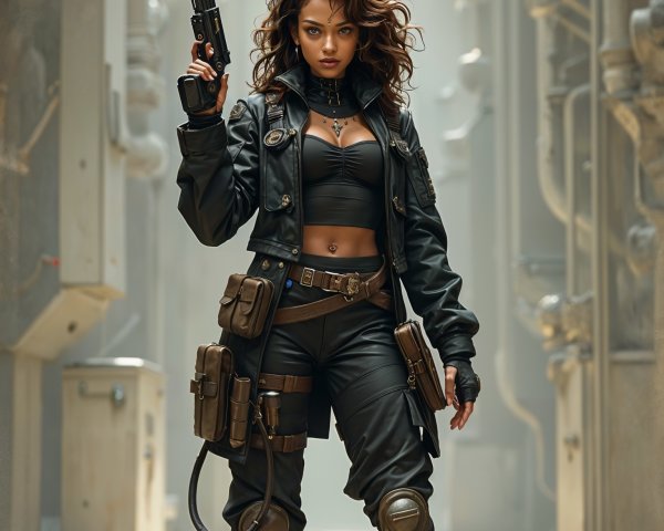 Fierce Warrior in Futuristic Tactical Outfit