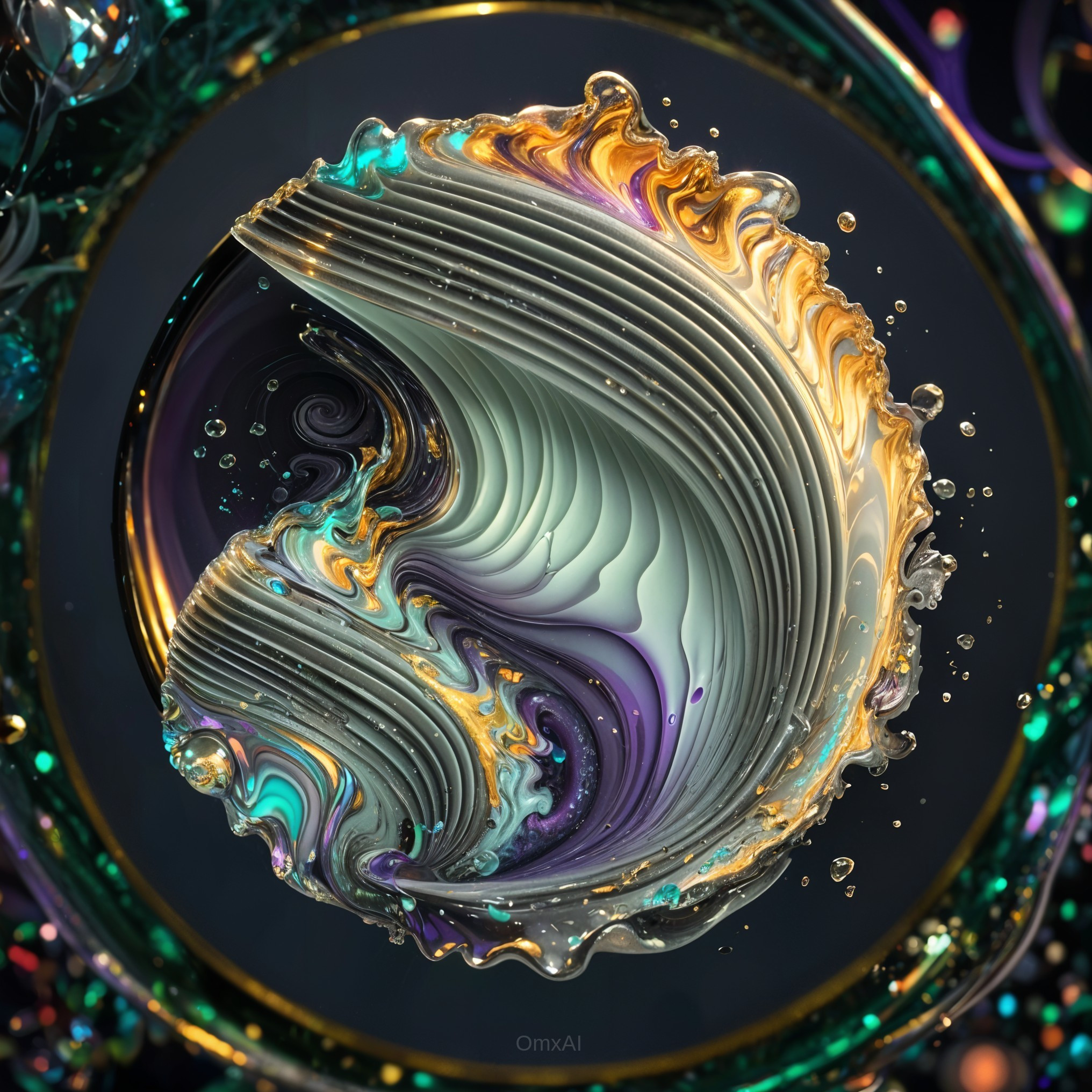 OmxAI 6 24 Iridescent Liquid Shell Art