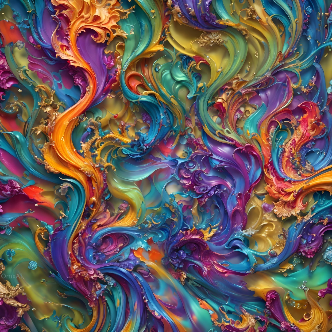 Vibrant Abstract Swirl of Colorful Marble Patterns