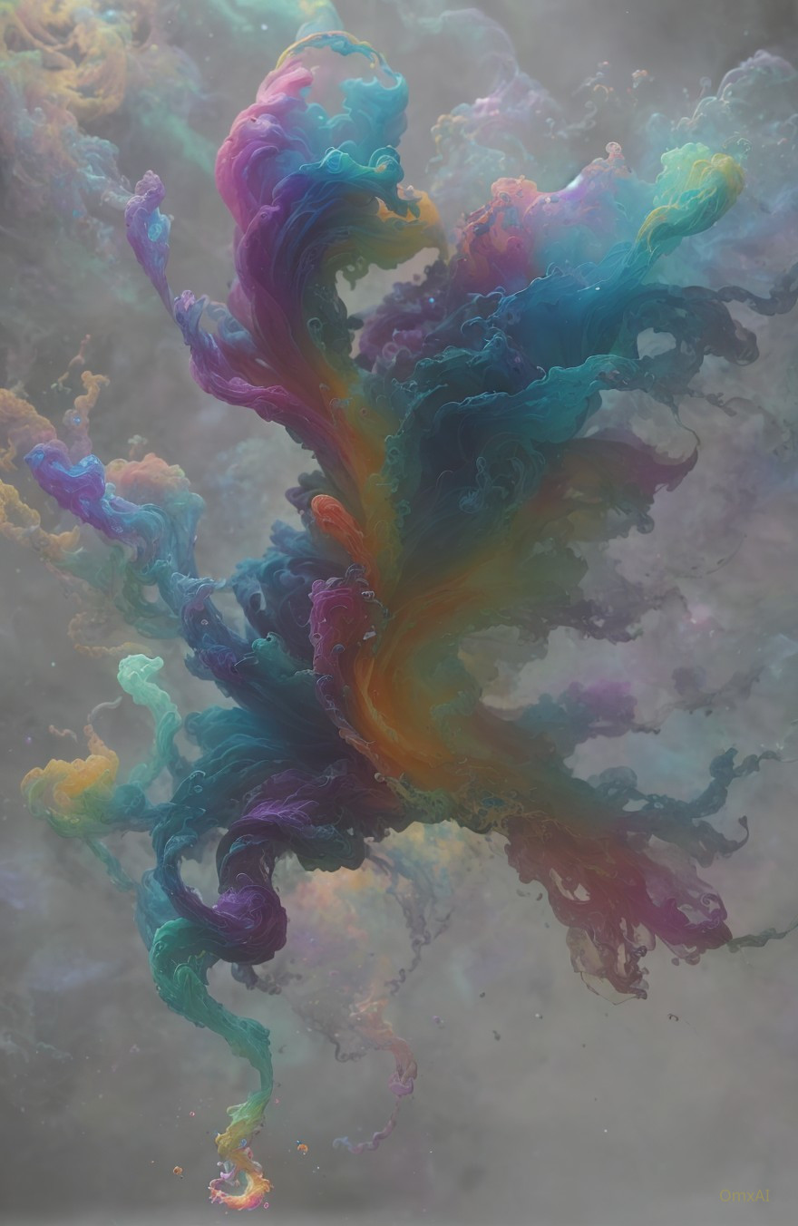 Vibrant Abstract Swirl of Colors in Misty Background