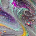 Vibrant Cosmic Scene with Swirling Galaxies and Nebulae