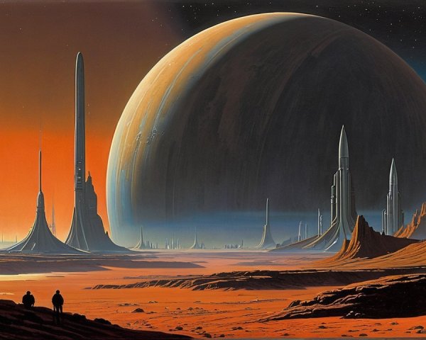 Futuristic Sci-Fi Landscape with Towering Structures