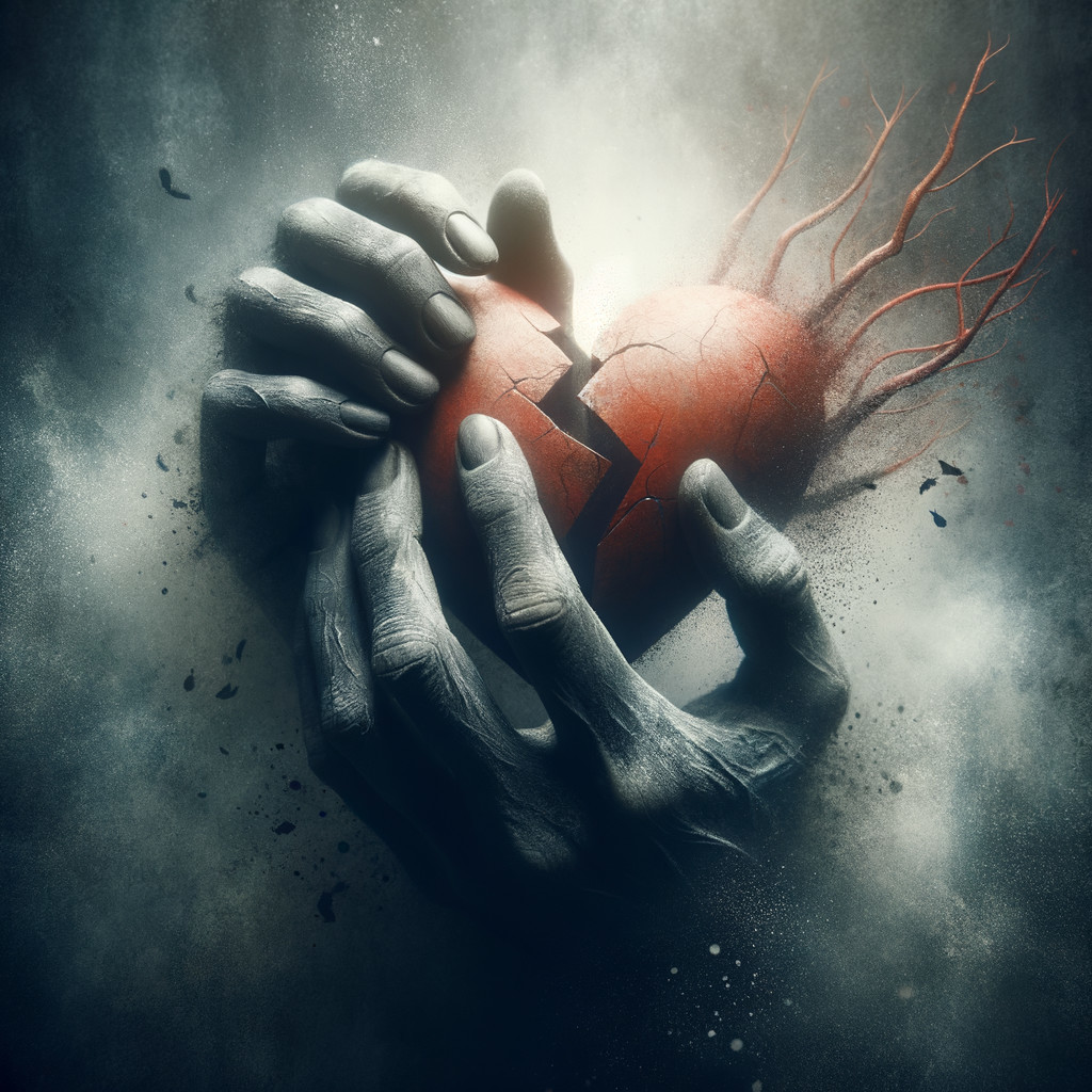 Cracked Red Heart Symbolizing Heartbreak and Pain