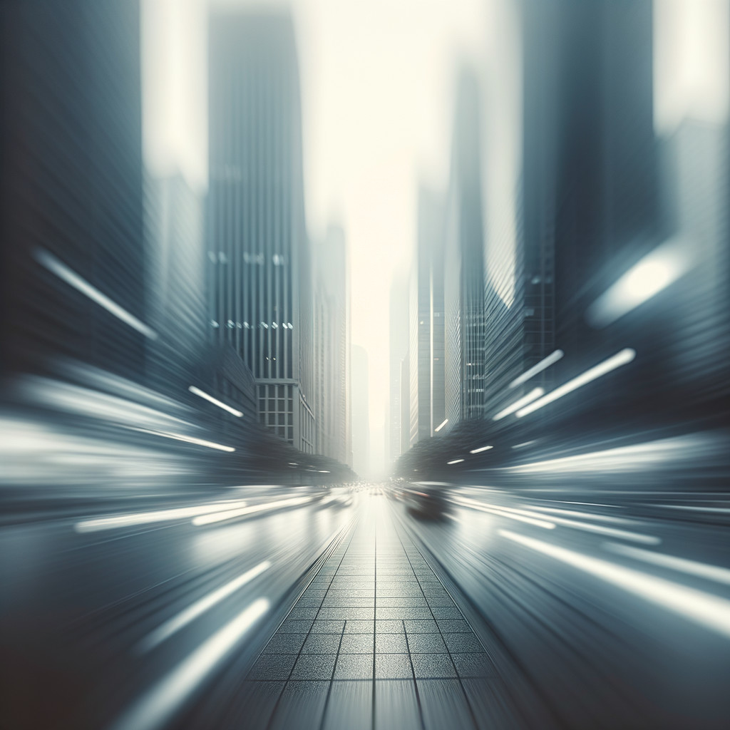 Dramatic Cityscape with Skyscrapers and Mist