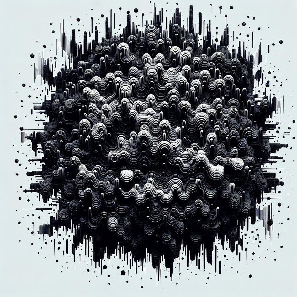 Abstract 3D Sphere Design with Black and White Waves