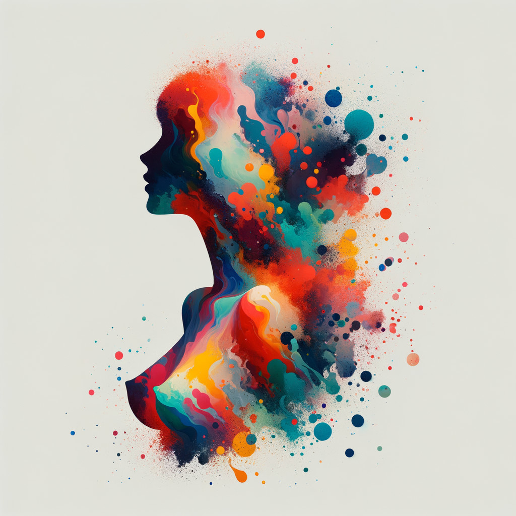 Vibrant Silhouette of a Woman with Colorful Patterns