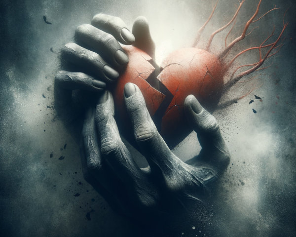 Cracked Red Heart Symbolizing Heartbreak and Pain