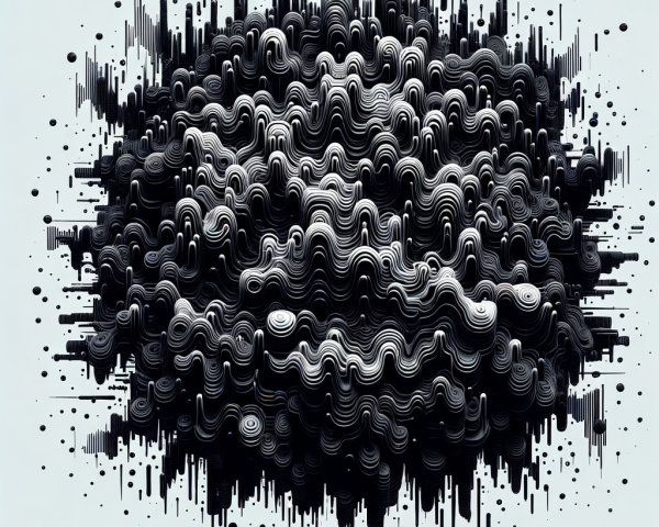 Abstract 3D Sphere Design with Black and White Waves
