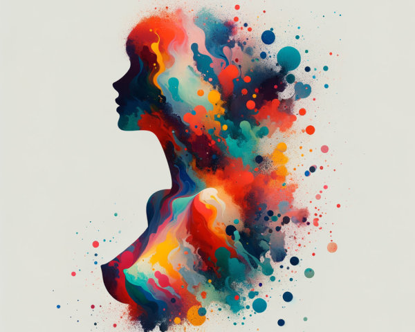 Vibrant Silhouette of a Woman with Colorful Patterns