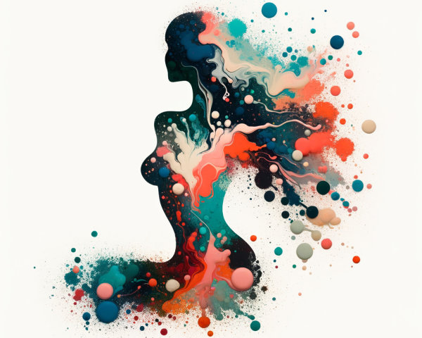 Abstract Silhouette of a Woman with Vibrant Colors