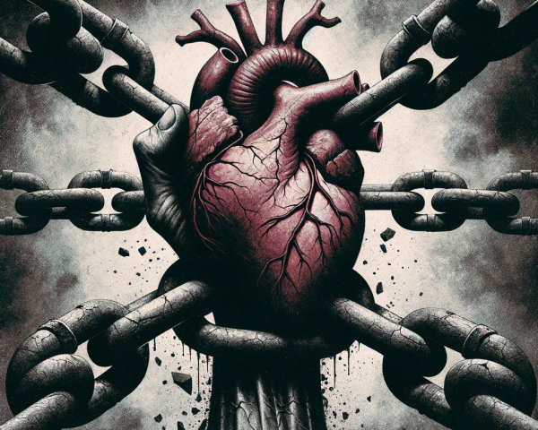 Anatomical Heart Entangled in Heavy Chains