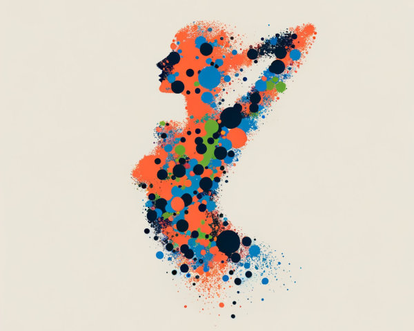 Vibrant Dots Silhouette Art with Colorful Contours
