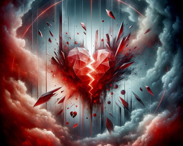 Geometric Shattered Heart in Vibrant Colors