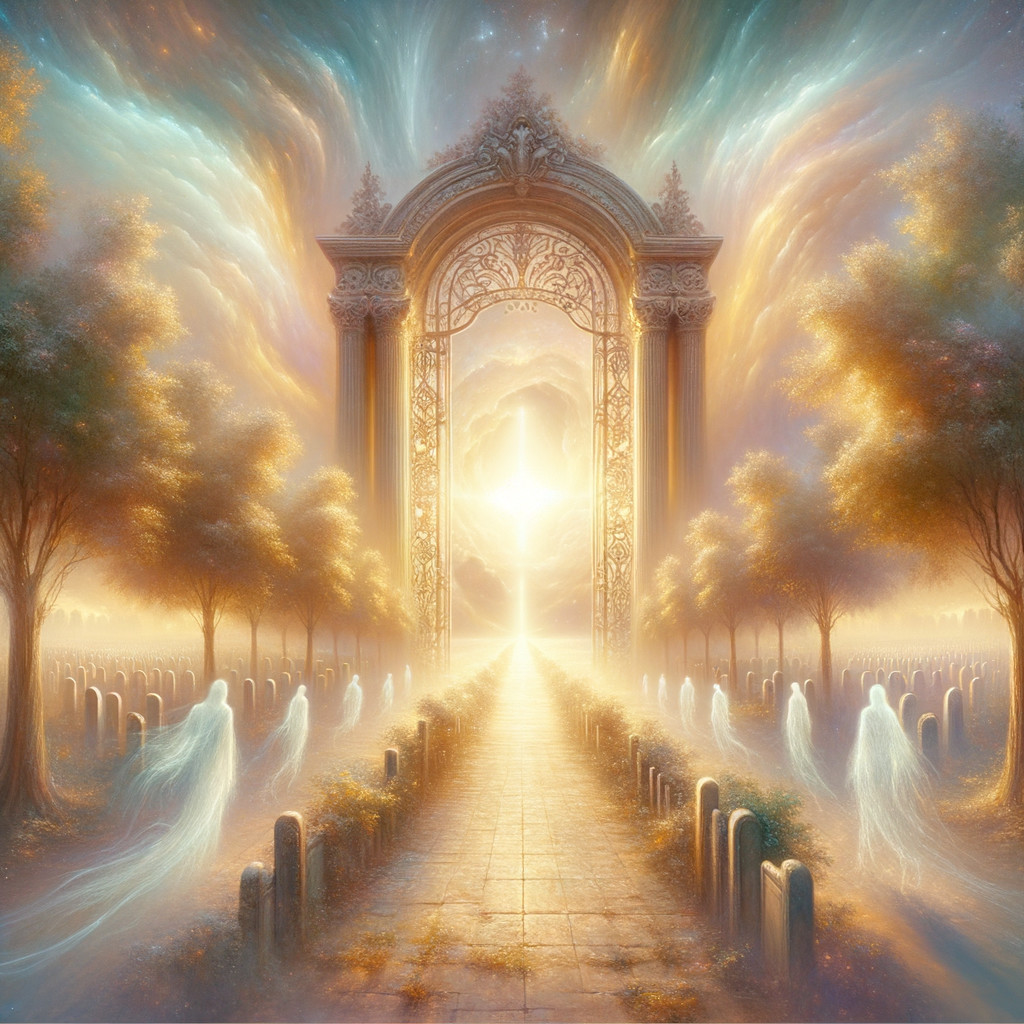 Celestial Digital Painting of a Golden Arched Gate