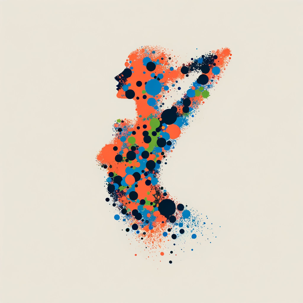 Vibrant Dots Silhouette Art with Colorful Contours