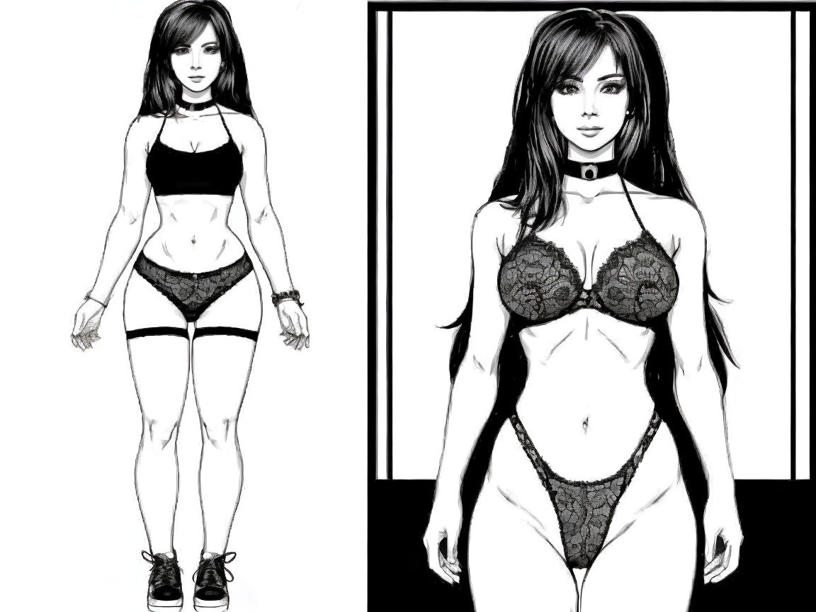 Stylized Character Design in Monochrome Palette