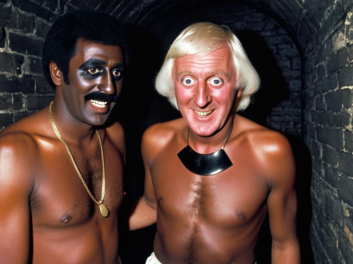 Two Men Posing in Tunnel with Distinctive Styles