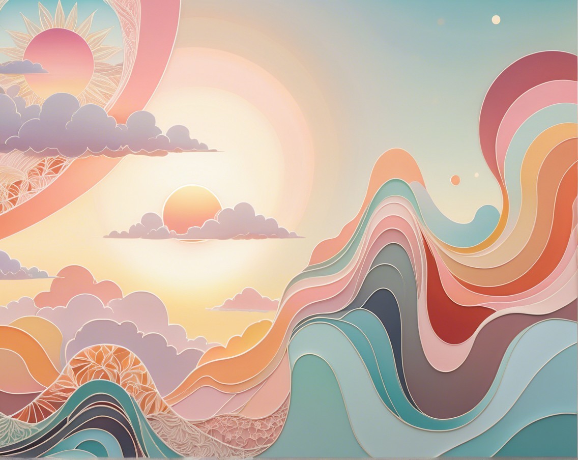 Serene landscape with vibrant colors and warm sunlight