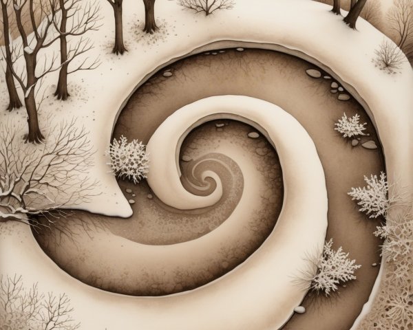 Serene Winter Landscape with River and Bare Trees