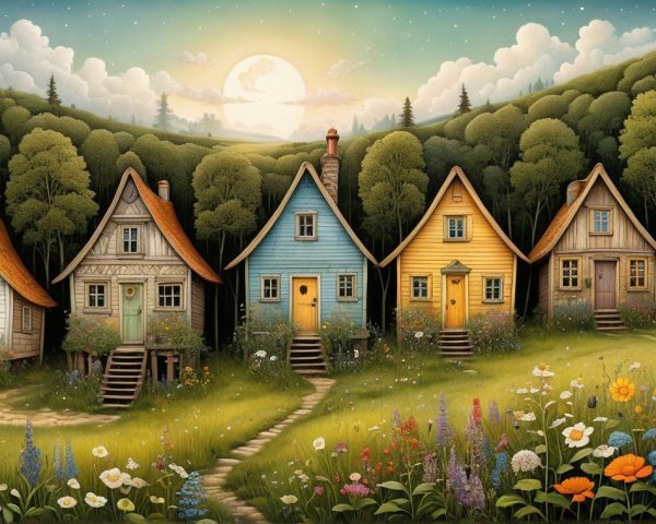 Charming Houses in a Colorful Hillside Landscape