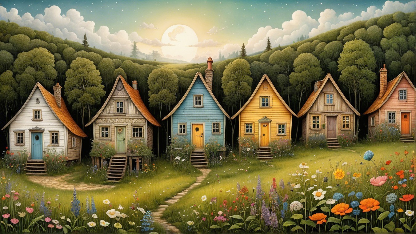 Charming Houses in a Colorful Hillside Landscape