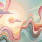 Serene landscape with vibrant colors and warm sunlight