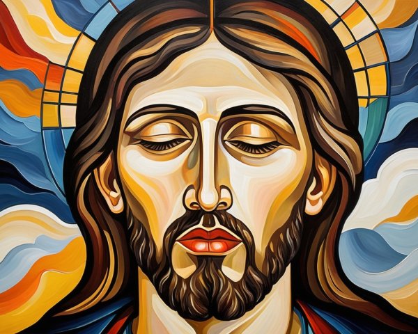 Stylized Portrayal of Jesus Christ with Bold Colors