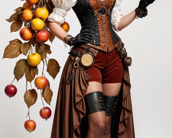 Steampunk Figure with Corset and Autumn Accents