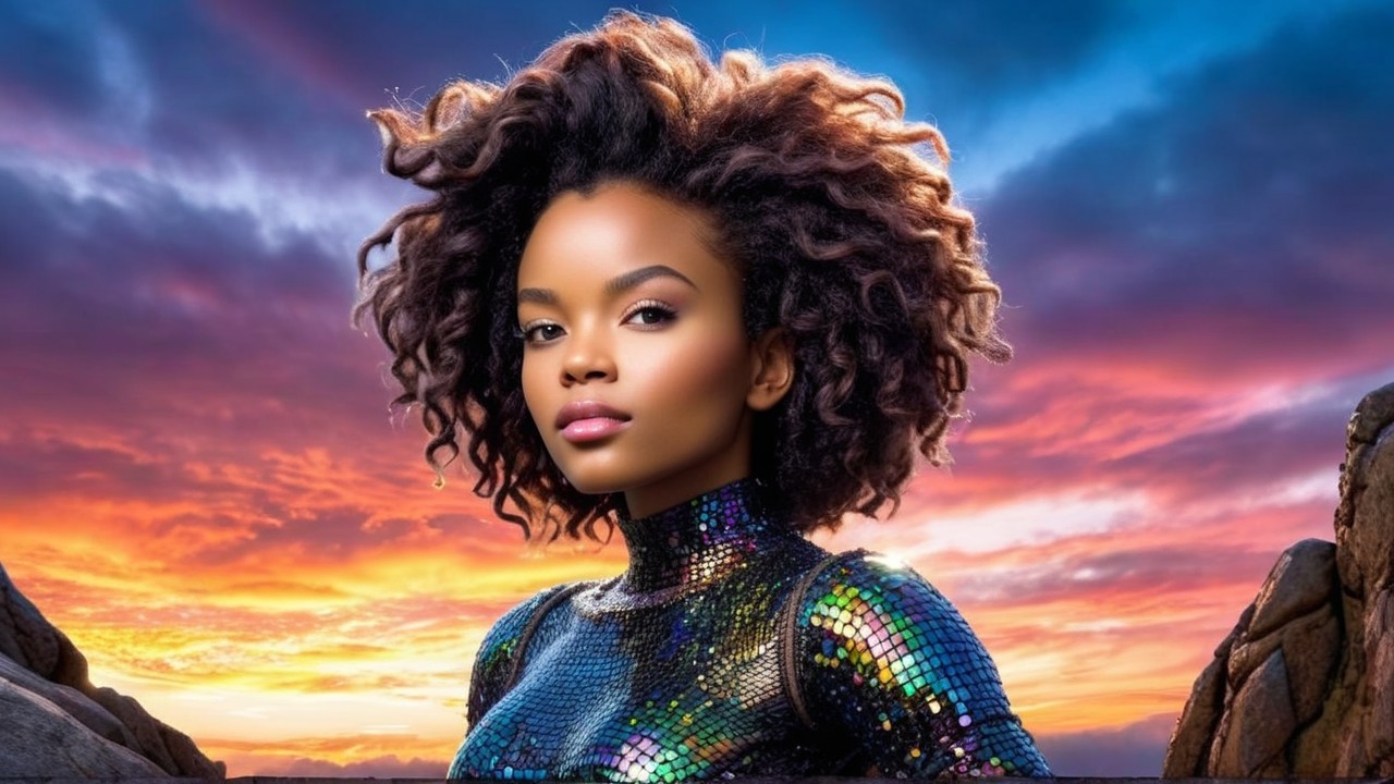 Portrait of a Young Woman with Curly Dark Hair