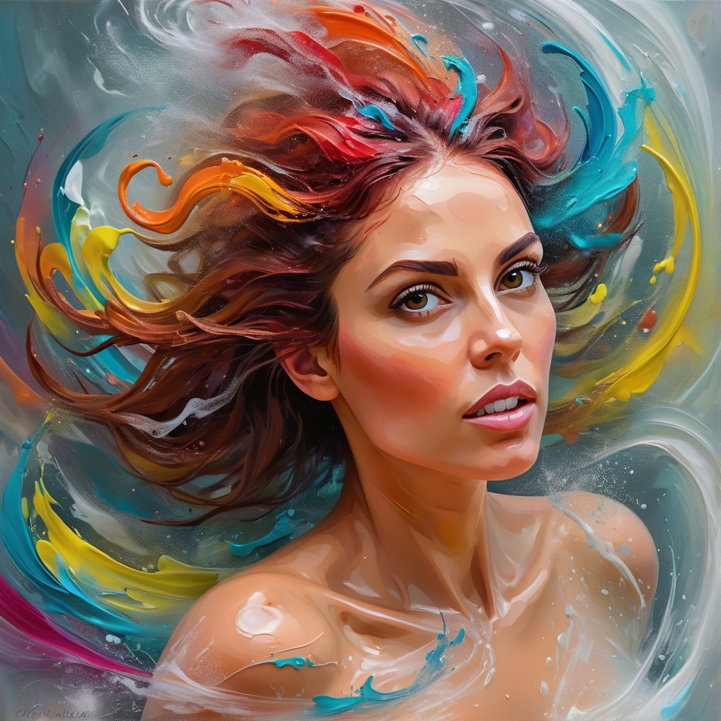 Portrait of a Woman with Vibrant Hair and Colors