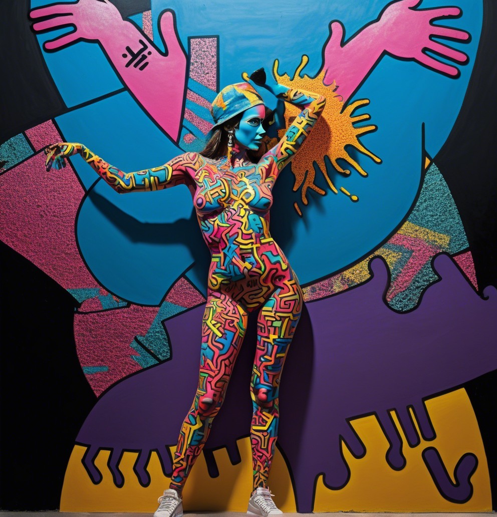Colorful Body Paint Against Abstract Background