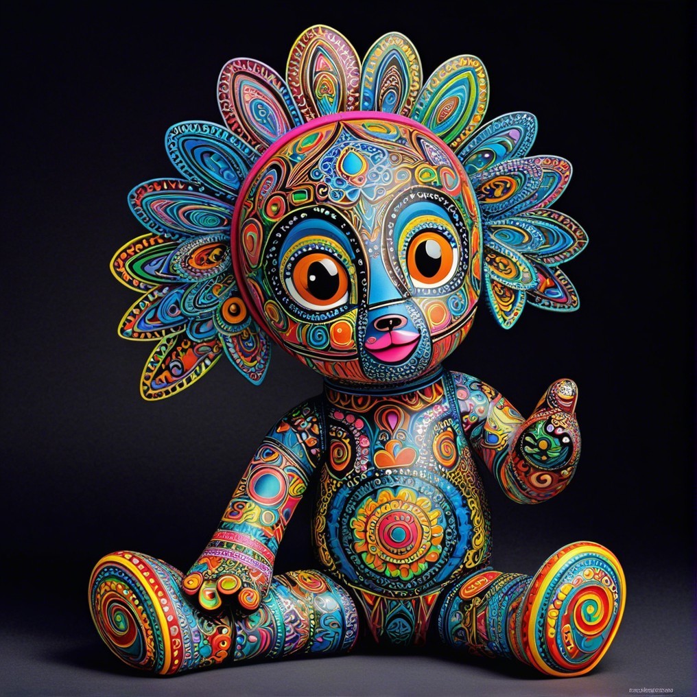 Colorful Plush Lion Toy with Intricate Patterns