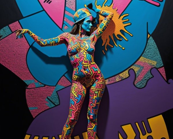 Colorful Body Paint Against Abstract Background
