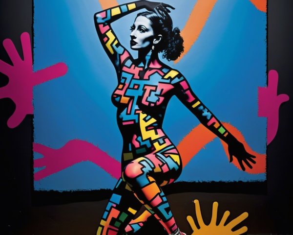 Colorful Body Painting with Abstract Patterns and Shapes