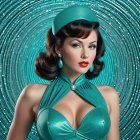 Identical Figures with Orange Hair and Striped Dresses