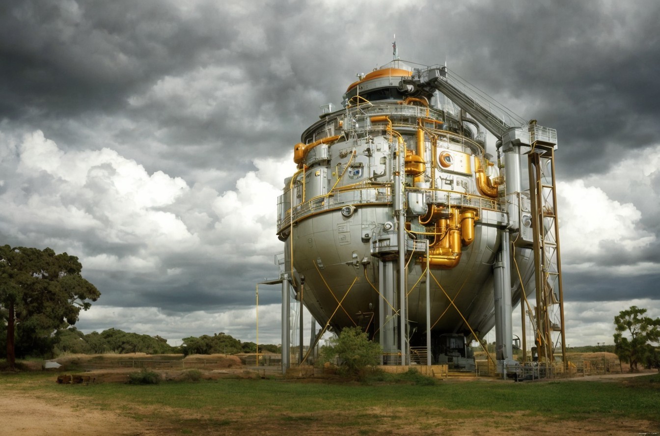 Futuristic Spherical Structure in Dramatic Landscape
