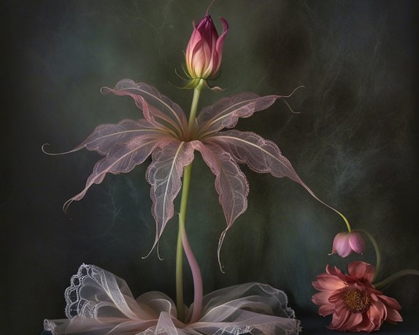 Surreal Floral Composition with Elegant Flowers