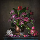 Surreal Floral Composition with Elegant Flowers
