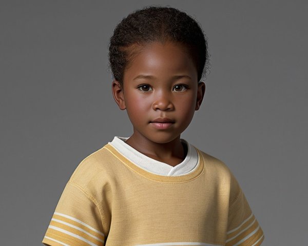 Confident Child with Curly Hair in Yellow Shirt