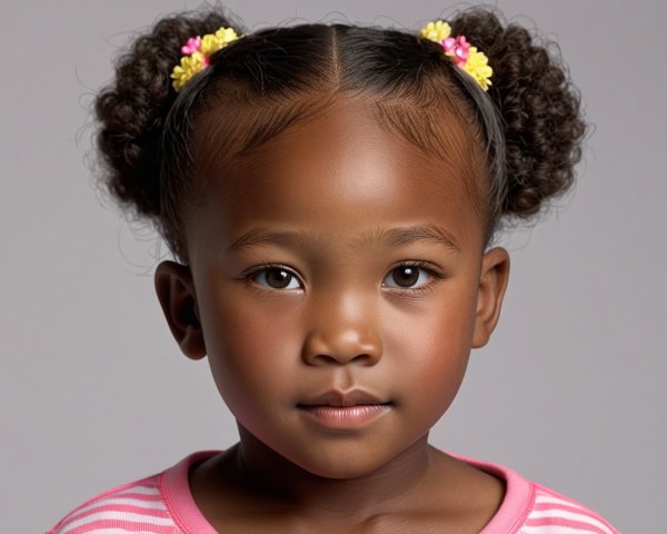 Portrait of a cheerful girl with playful ponytails