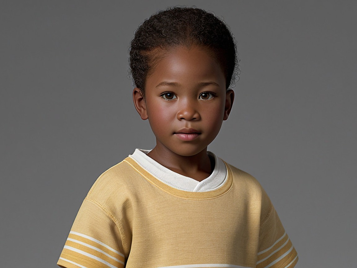 Confident Child with Curly Hair in Yellow Shirt