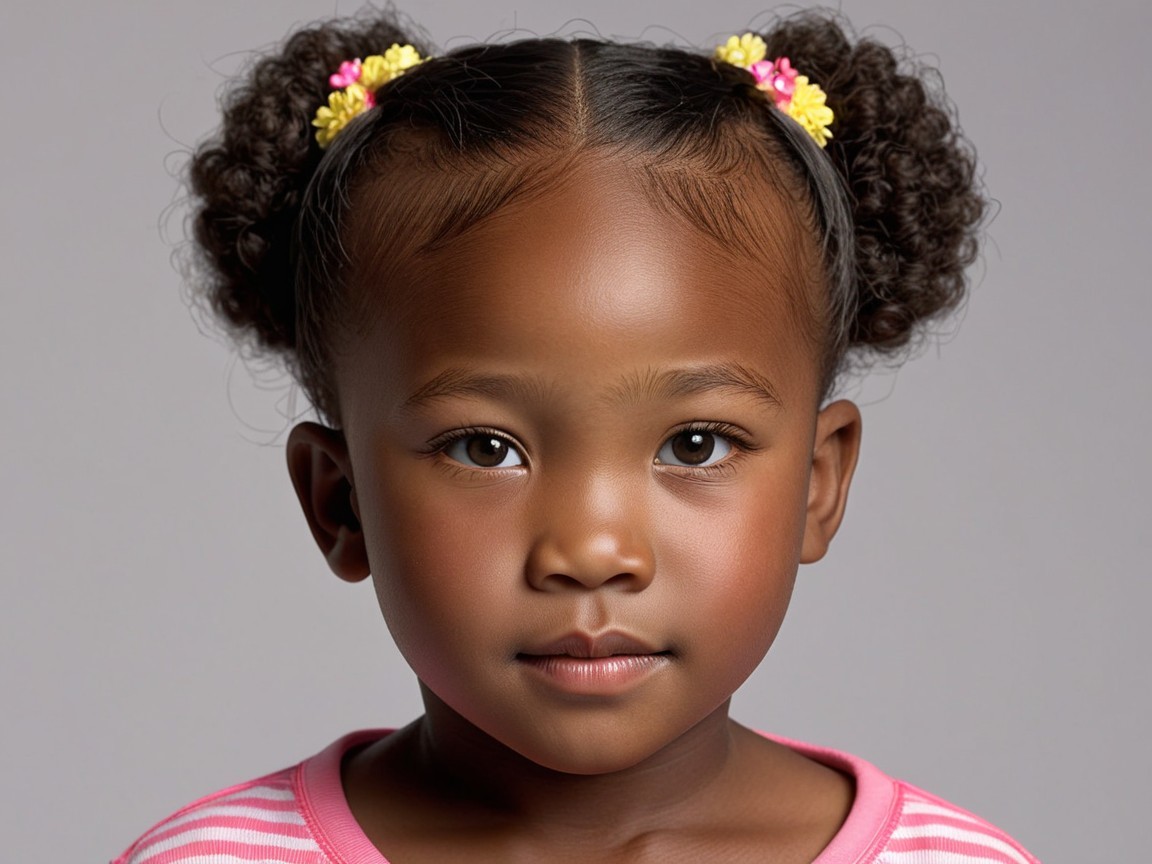 Portrait of a cheerful girl with playful ponytails