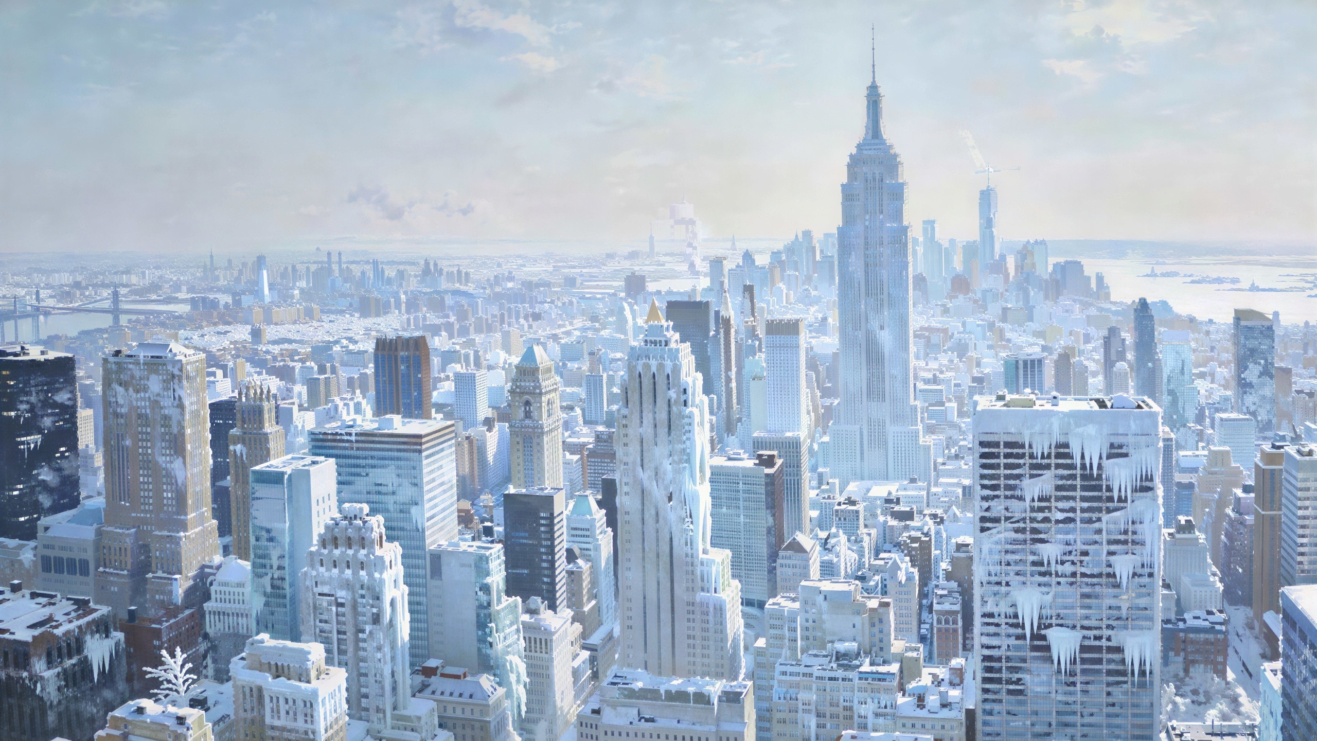 Frozen New York City Covered in Snow and Ice