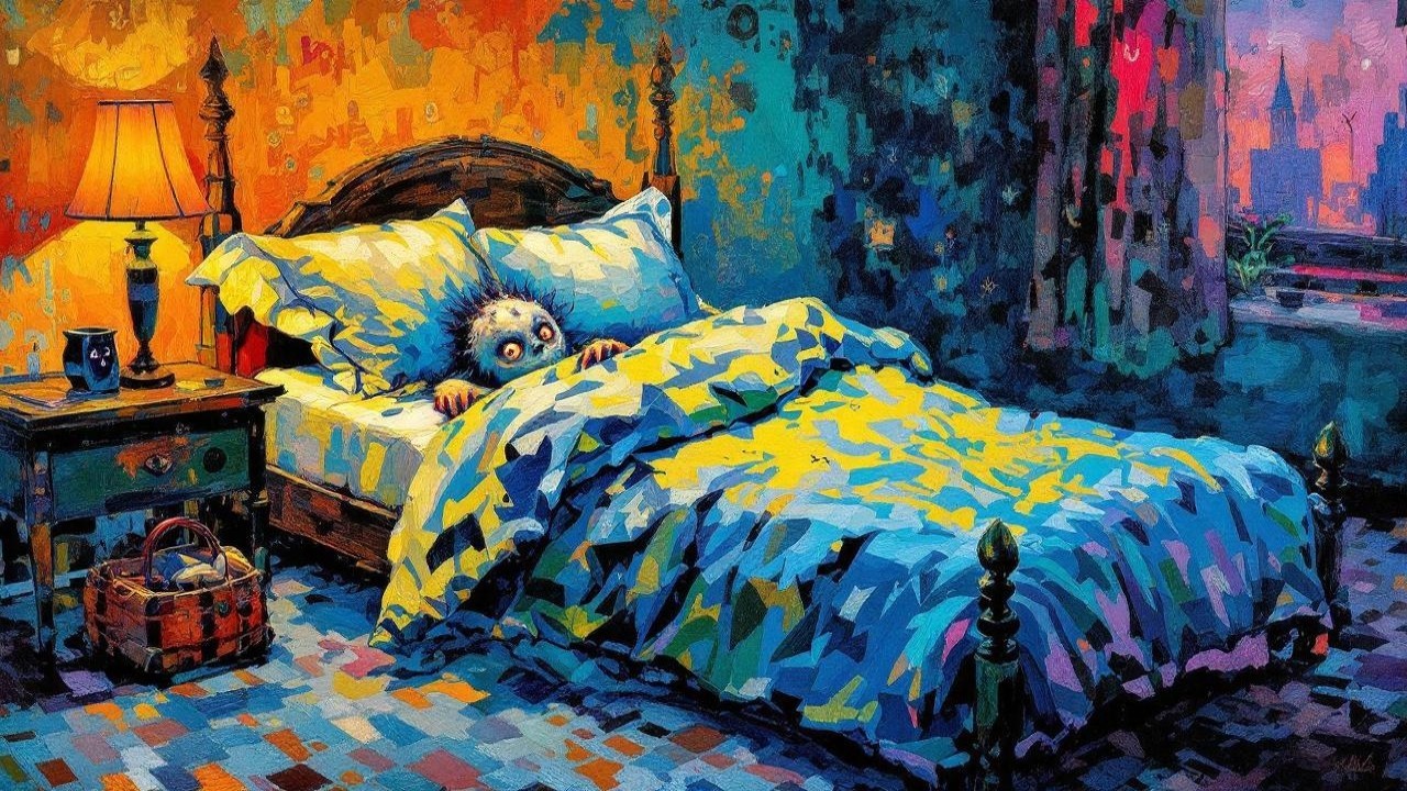 Whimsical Creature in a Colorful Bedroom Setting