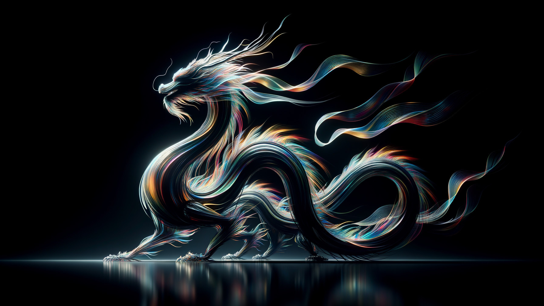 Vibrant Stylized Dragon Against Dark Backdrop