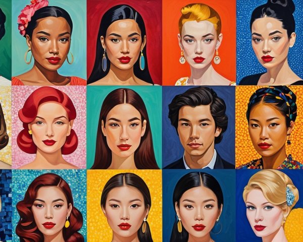 Vibrant Collage of Diverse Portraits and Hairstyles